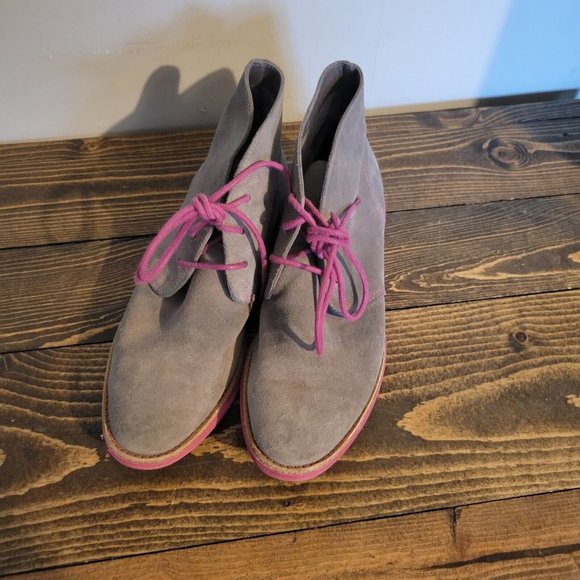 Cole Haan Lunargrand Chukka Boots Ironstone Gray Pink Lace Up Womens Sz 6B - Picture 4 of 8